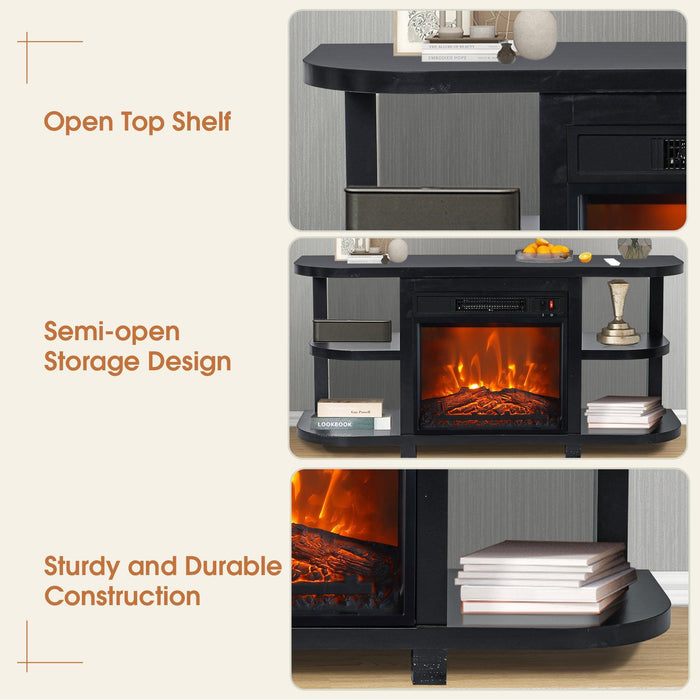 Decorative Modern 48" TV Stand with 18" Insert Electric Fireplace - Sweatfully
