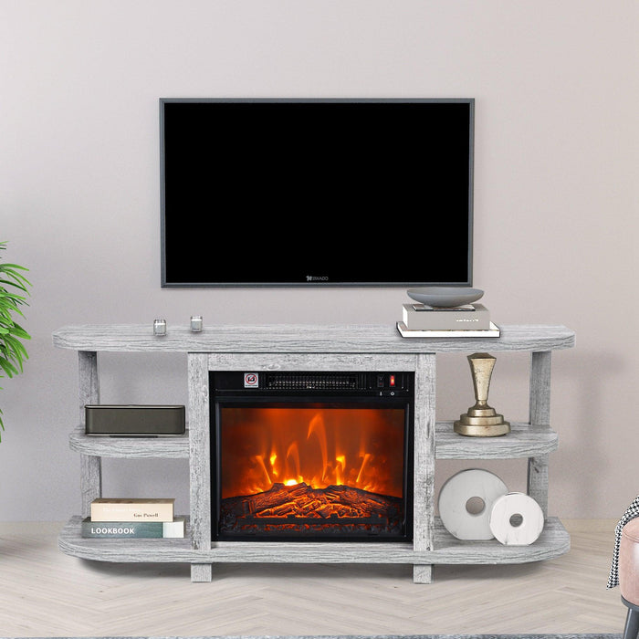 Decorative Modern 48" TV Stand with 18" Insert Electric Fireplace - Sweatfully