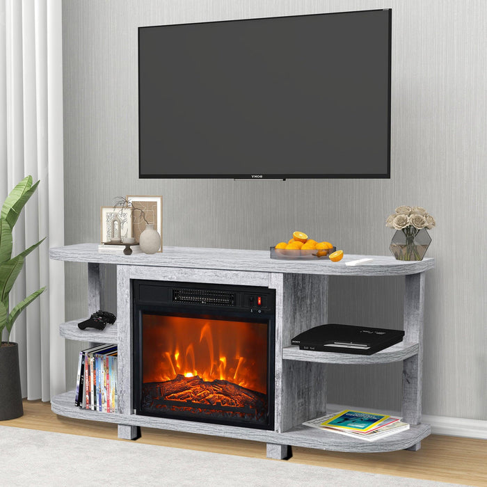 Decorative Modern 48" TV Stand with 18" Insert Electric Fireplace - Sweatfully