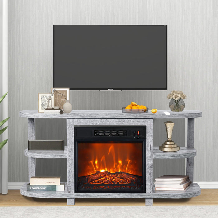 Decorative Modern 48" TV Stand with 18" Insert Electric Fireplace - Sweatfully