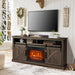 68" Farmhouse TV Stand with 23" Insert Opening Electric Fireplace - Sweatfully