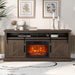 68" Farmhouse TV Stand with 23" Insert Opening Electric Fireplace - Sweatfully