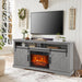68" Farmhouse TV Stand with 23" Insert Opening Electric Fireplace - Sweatfully