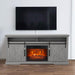 68" Farmhouse TV Stand with 23" Insert Opening Electric Fireplace - Sweatfully