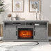 68" Farmhouse TV Stand with 23" Insert Opening Electric Fireplace - Sweatfully