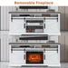 68" Farmhouse TV Stand with 23" Insert Opening Electric Fireplace - Sweatfully