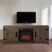 58" Farmhouse TV Stand with 18" Insert Electric Fireplace for Living Room - Sweatfully