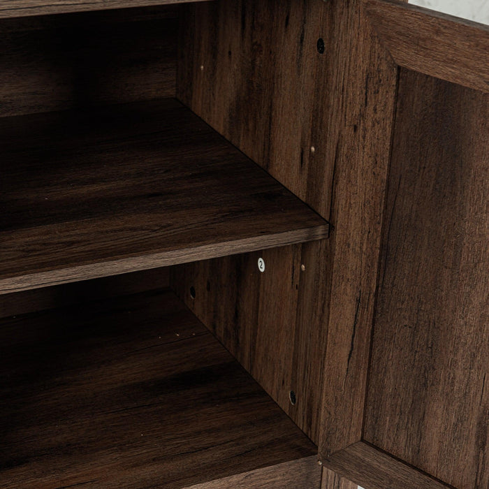 58" Farmhouse TV Stand with 18" Insert Electric Fireplace for Living Room - Sweatfully