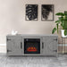 58" Farmhouse TV Stand with 18" Insert Electric Fireplace for Living Room - Sweatfully