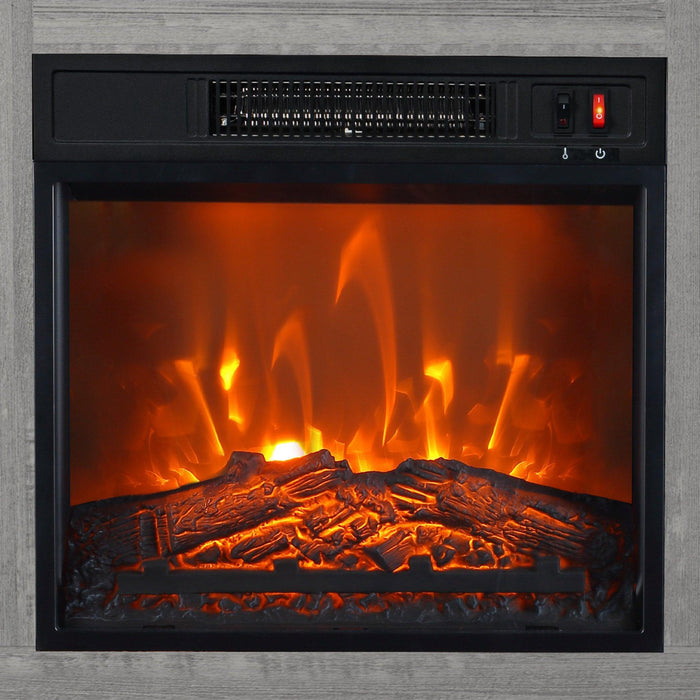 58" Farmhouse TV Stand with 18" Insert Electric Fireplace for Living Room - Sweatfully