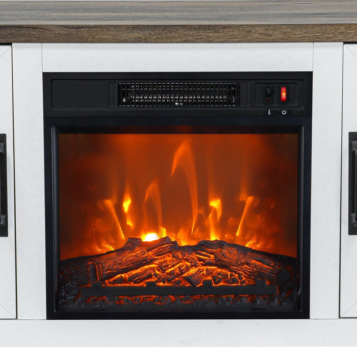 58" Farmhouse TV Stand with 18" Insert Electric Fireplace for Living Room - Sweatfully