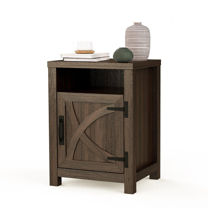 18" Solid Wood Farmhouse Nightstand for Bedroom in Brown or Grey or White - Sweatfully