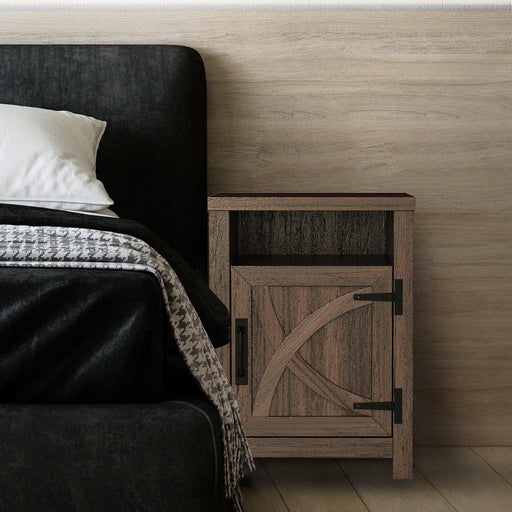 18" Solid Wood Farmhouse Nightstand for Bedroom in Brown or Grey or White - Sweatfully