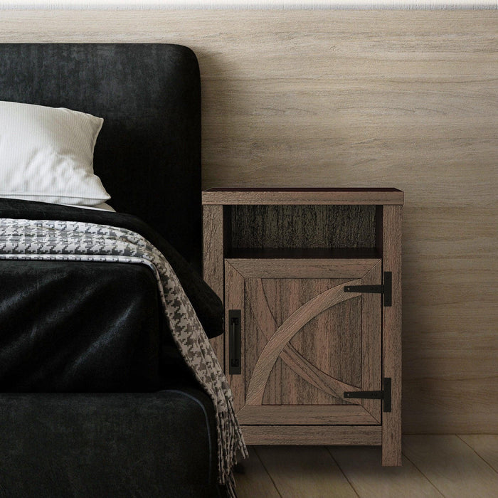 18" Solid Wood Farmhouse Nightstand for Bedroom in Brown or Grey or White - Sweatfully