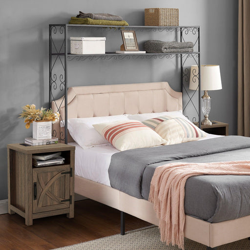 18" Solid Wood Farmhouse Nightstand for Bedroom in Brown or Grey or White - Sweatfully