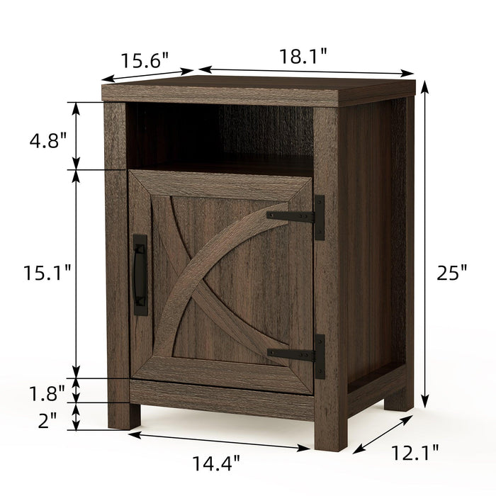 18" Solid Wood Farmhouse Nightstand for Bedroom in Brown or Grey or White - Sweatfully
