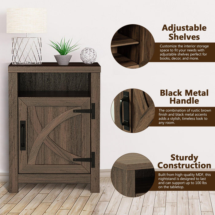 18" Solid Wood Farmhouse Nightstand for Bedroom in Brown or Grey or White - Sweatfully