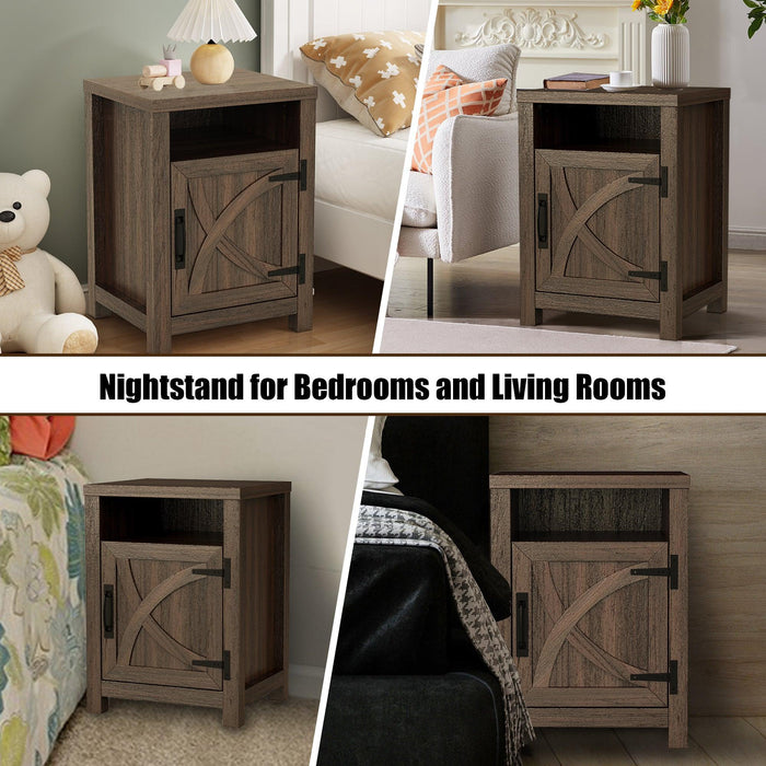 18" Solid Wood Farmhouse Nightstand for Bedroom in Brown or Grey or White - Sweatfully