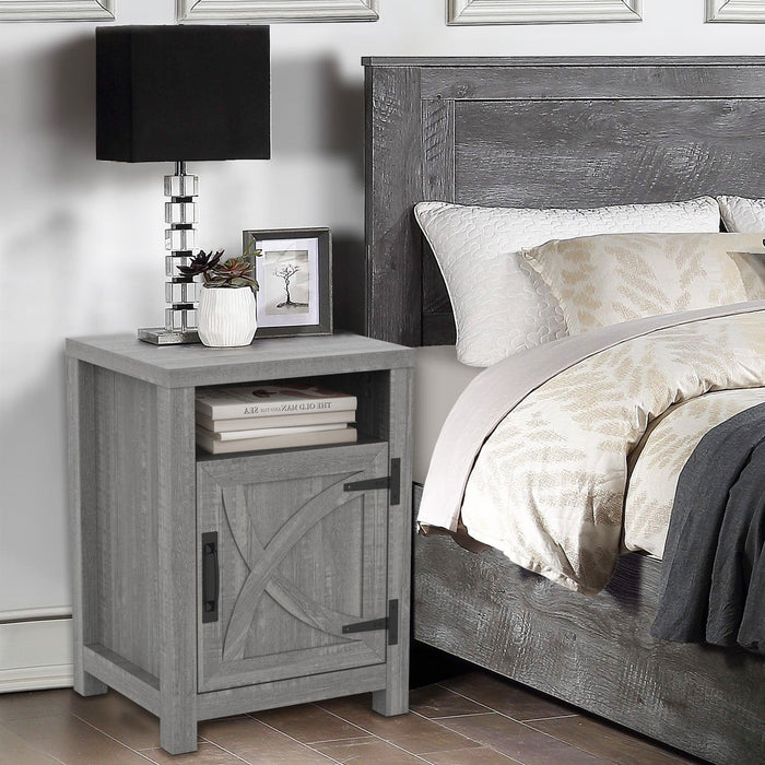 18" Solid Wood Farmhouse Nightstand for Bedroom in Brown or Grey or White - Sweatfully