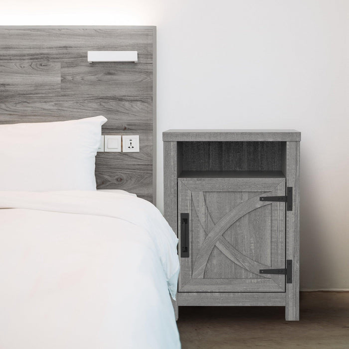 18" Solid Wood Farmhouse Nightstand for Bedroom in Brown or Grey or White - Sweatfully