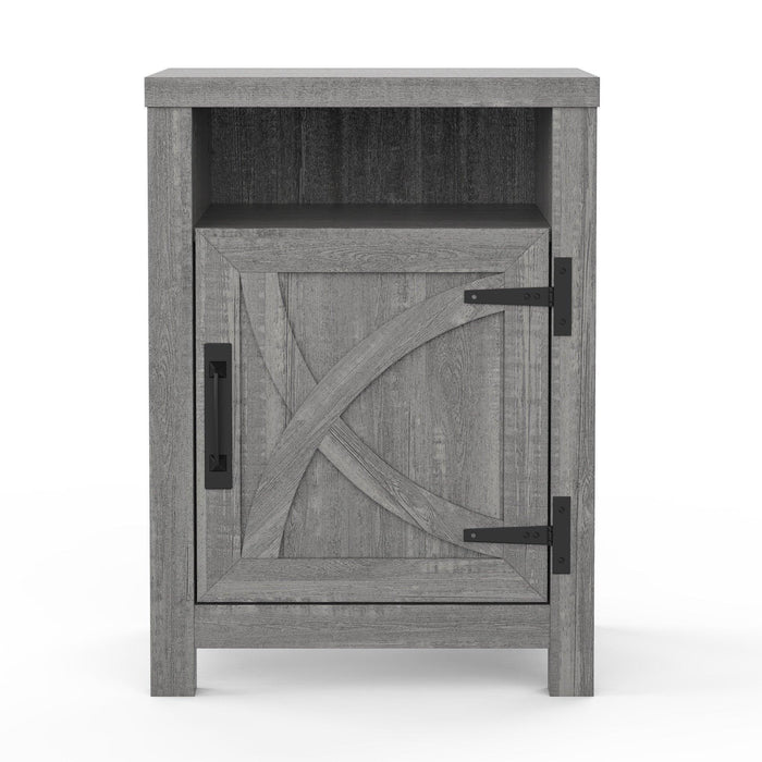 18" Solid Wood Farmhouse Nightstand for Bedroom in Brown or Grey or White - Sweatfully