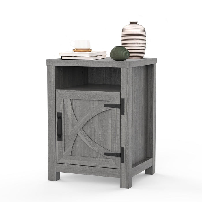 18" Solid Wood Farmhouse Nightstand for Bedroom in Brown or Grey or White - Sweatfully