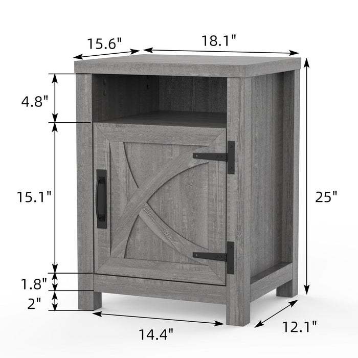 18" Solid Wood Farmhouse Nightstand for Bedroom in Brown or Grey or White - Sweatfully