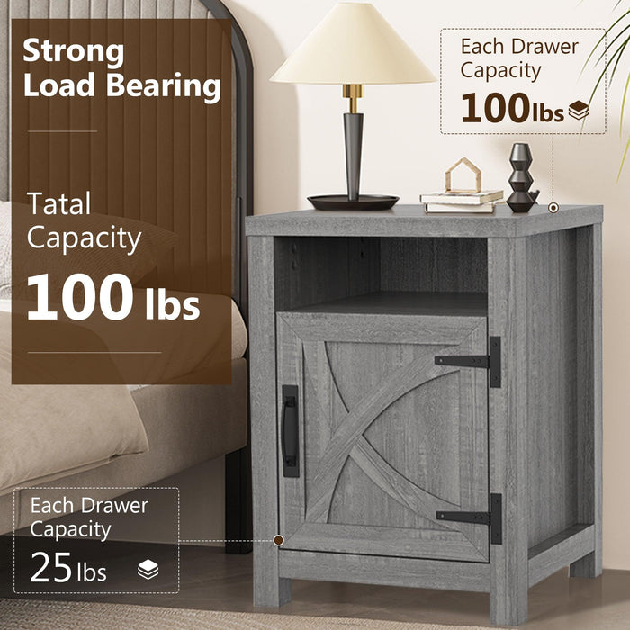 18" Solid Wood Farmhouse Nightstand for Bedroom in Brown or Grey or White - Sweatfully