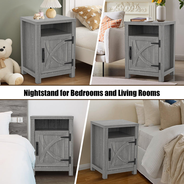 18" Solid Wood Farmhouse Nightstand for Bedroom in Brown or Grey or White - Sweatfully