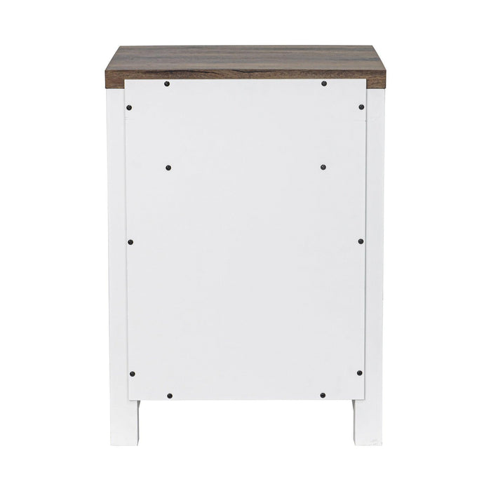 18" Solid Wood Farmhouse Nightstand for Bedroom in Brown or Grey or White - Sweatfully