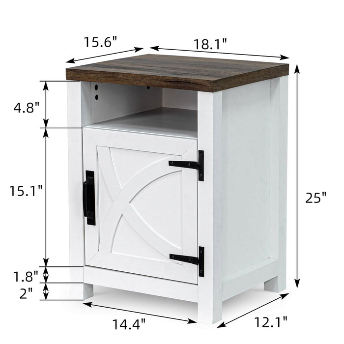18" Solid Wood Farmhouse Nightstand for Bedroom in Brown or Grey or White - Sweatfully