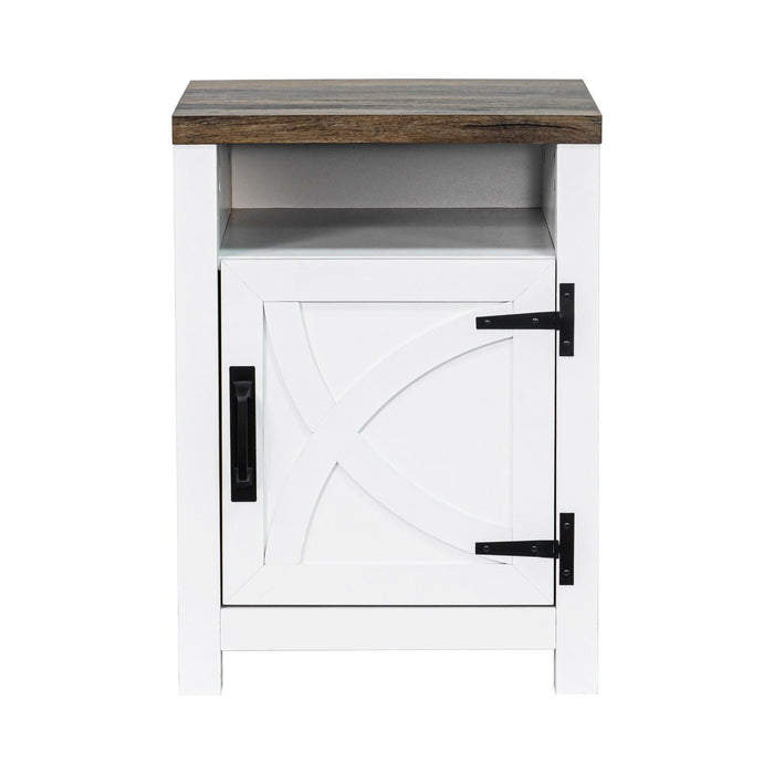 18" Solid Wood Farmhouse Nightstand for Bedroom in Brown or Grey or White - Sweatfully