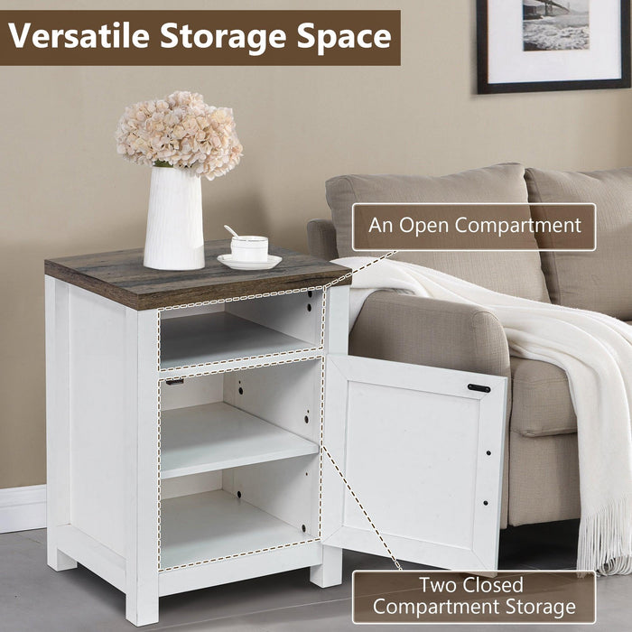 18" Solid Wood Farmhouse Nightstand for Bedroom in Brown or Grey or White - Sweatfully