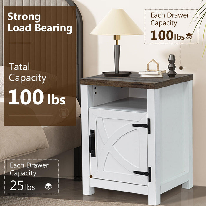 18" Solid Wood Farmhouse Nightstand for Bedroom in Brown or Grey or White - Sweatfully