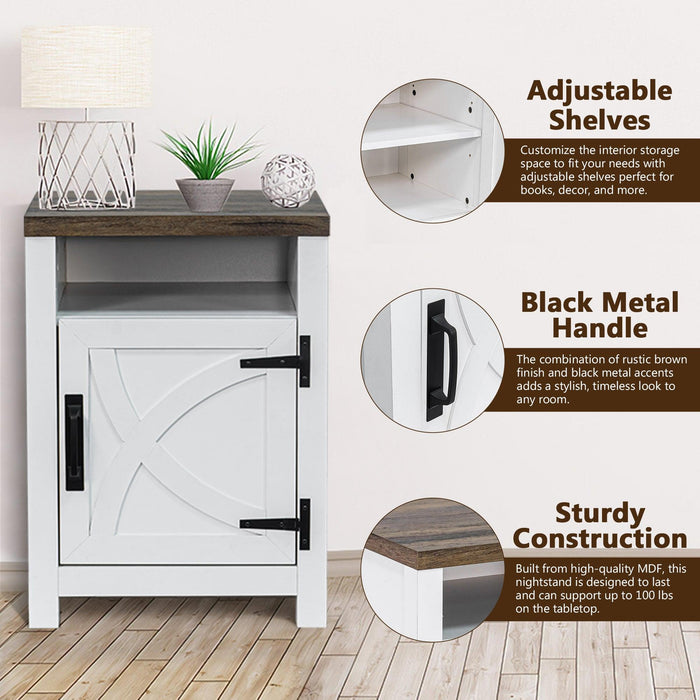 18" Solid Wood Farmhouse Nightstand for Bedroom in Brown or Grey or White - Sweatfully