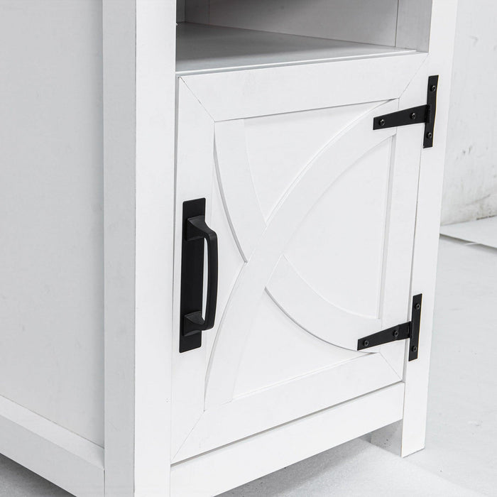 18" Solid Wood Farmhouse Nightstand for Bedroom in Brown or Grey or White - Sweatfully