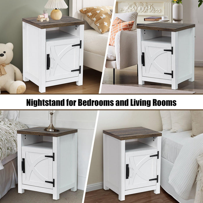18" Solid Wood Farmhouse Nightstand for Bedroom in Brown or Grey or White - Sweatfully