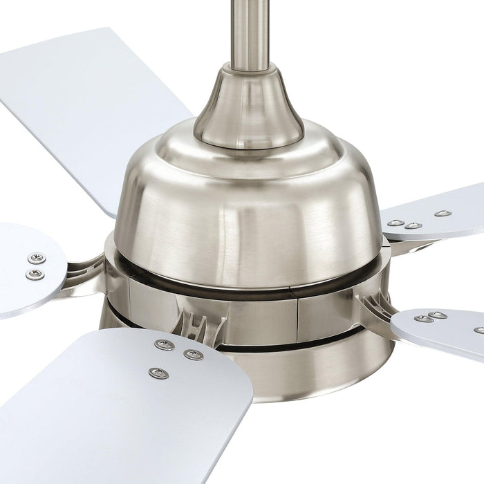 52" Tata Nagar Industrial Brush Nickel Downrod Mount Reversible Ceiling Fan with Lighting and Remote Control - Sweatfully