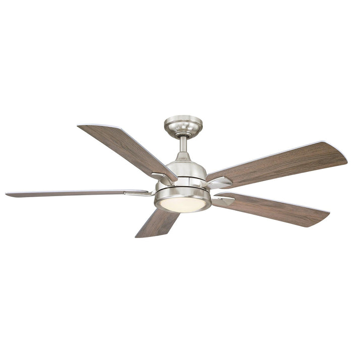 52" Tata Nagar Industrial Brush Nickel Downrod Mount Reversible Ceiling Fan with Lighting and Remote Control - Sweatfully