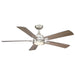 52" Tata Nagar Industrial Brush Nickel Downrod Mount Reversible Ceiling Fan with Lighting and Remote Control - Sweatfully