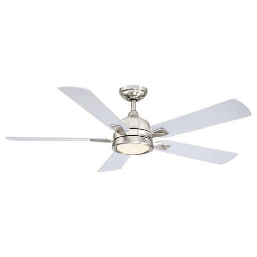 52" Tata Nagar Industrial Brush Nickel Downrod Mount Reversible Ceiling Fan with Lighting and Remote Control - Sweatfully