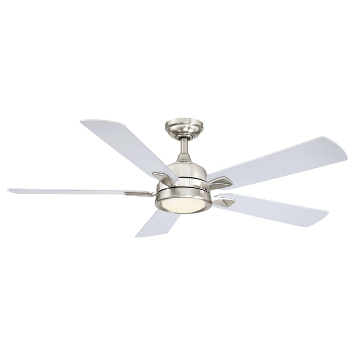 52" Tata Nagar Industrial Brush Nickel Downrod Mount Reversible Ceiling Fan with Lighting and Remote Control - Sweatfully