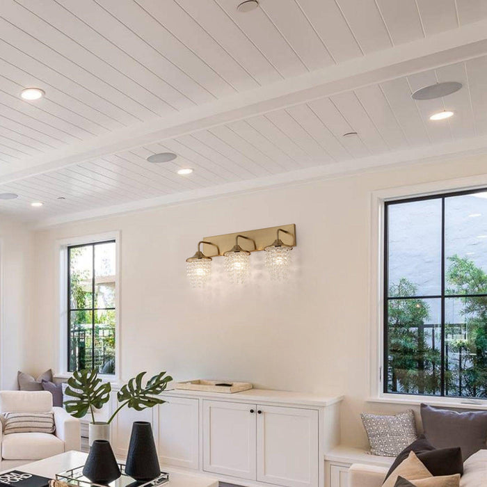 Modern 3-Light Golden Wall Lighting with Crystal - Sweatfully