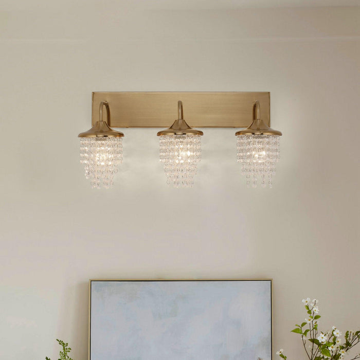 Modern 3-Light Golden Wall Lighting with Crystal - Sweatfully