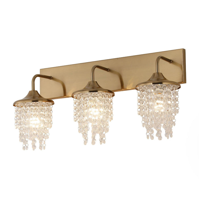 Modern 3-Light Golden Wall Lighting with Crystal - Sweatfully