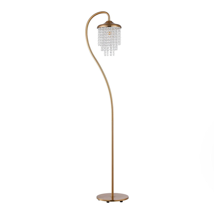 1-Light Golden Floor Lamp with Crystal Shade - Sweatfully
