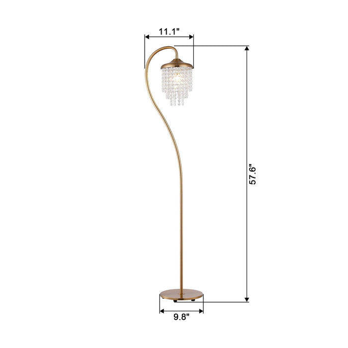 1-Light Golden Floor Lamp with Crystal Shade - Sweatfully