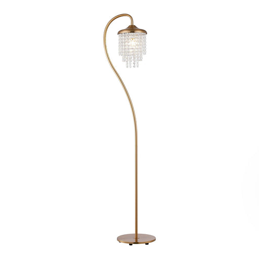 1-Light Golden Floor Lamp with Crystal Shade - Sweatfully