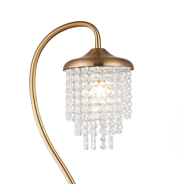 1-Light Golden Floor Lamp with Crystal Shade - Sweatfully