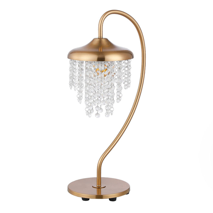 1-Light Golden Modern Table Lamp with Crystal Shade - Sweatfully